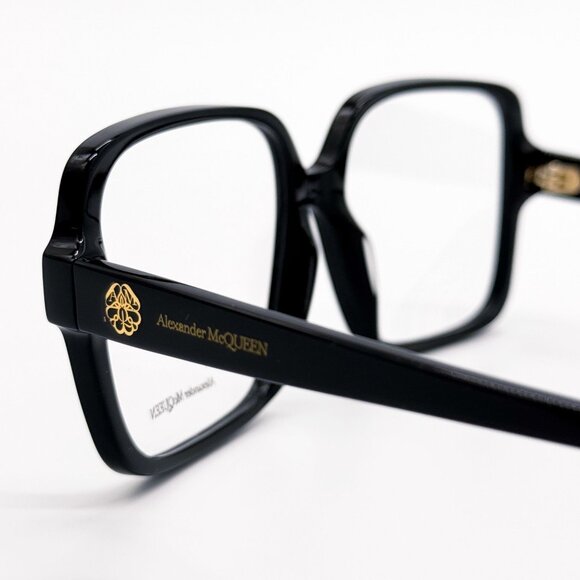 NEW ALEXANDER MCQUEEN EYEGLASSES AM0286O 001 SQUARE BLACK WOMEN EYEWEAR - Picture 6 of 9